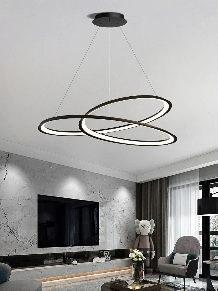 Living Room Chandelier Simple And Creative Ring Lamp Modern Lamp Bar Table Lamp Nordic Light Luxury Hall Ceiling Chandelier - vue 1 sur 7