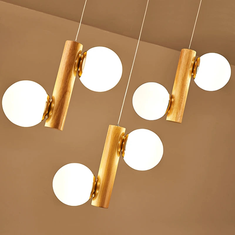 suspension en bois et verre pour restaurant moderne et créatif - vue 5 sur 10