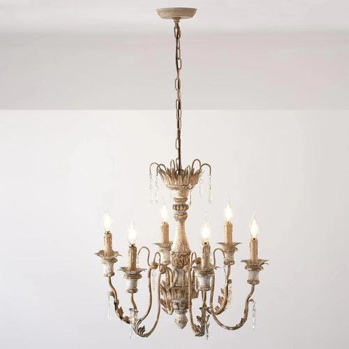 lustre en bois vintage français design art pour salon - vue 4 sur 6