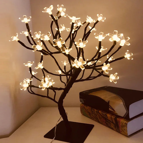lampe de table led arbre cerisier cristal veilleuse nordique - vue 18 sur 19