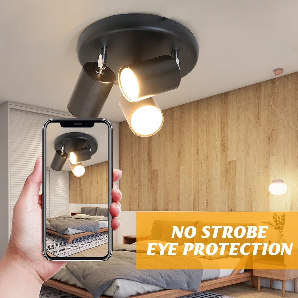 projecteur led de surface avec 3 lumières rotatives pour décoration moderne - vue 8 sur 8