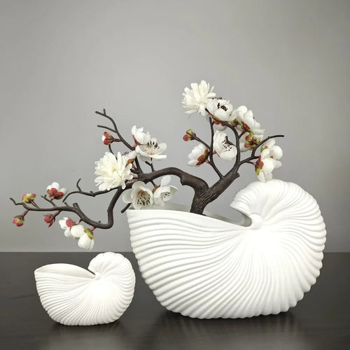 vase en céramique coquillage pour décoration florale artisanale - vue 2 sur 6