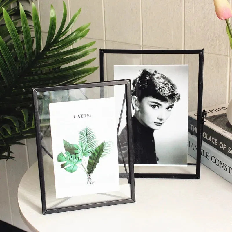 cadre photo en verre flottant avec fleurs pressées décoratif - vue 5 sur 8
