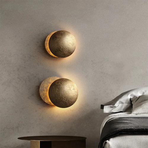 applique murale vintage éclipse solaire style nordique concept lunaire - vue 3 sur 12