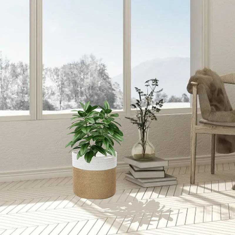 panier en corde de coton pour plantes et rangement intérieur - vue 5 sur 12