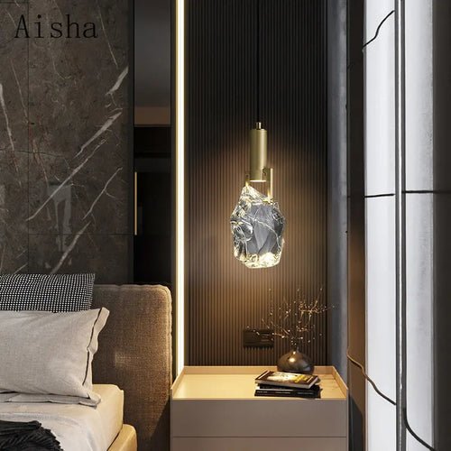 suspension led en cristal luxe légère pour décoration intérieure - vue 3 sur 11