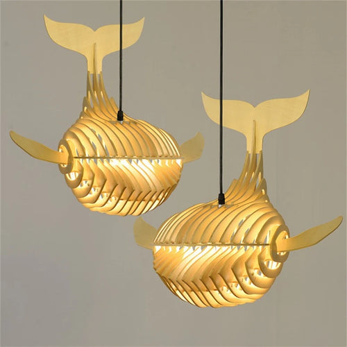 Suspension d'art en bois moderne lampe en bois de baleine - vue 2 sur 8