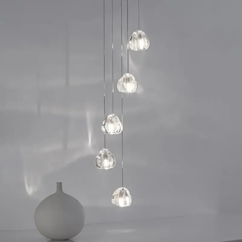 Suspension en cristal Duplex rotatif escalier Long lustre salon salle à manger lampe à main Villa Loft appartement lumière vide - vue 3 sur 6