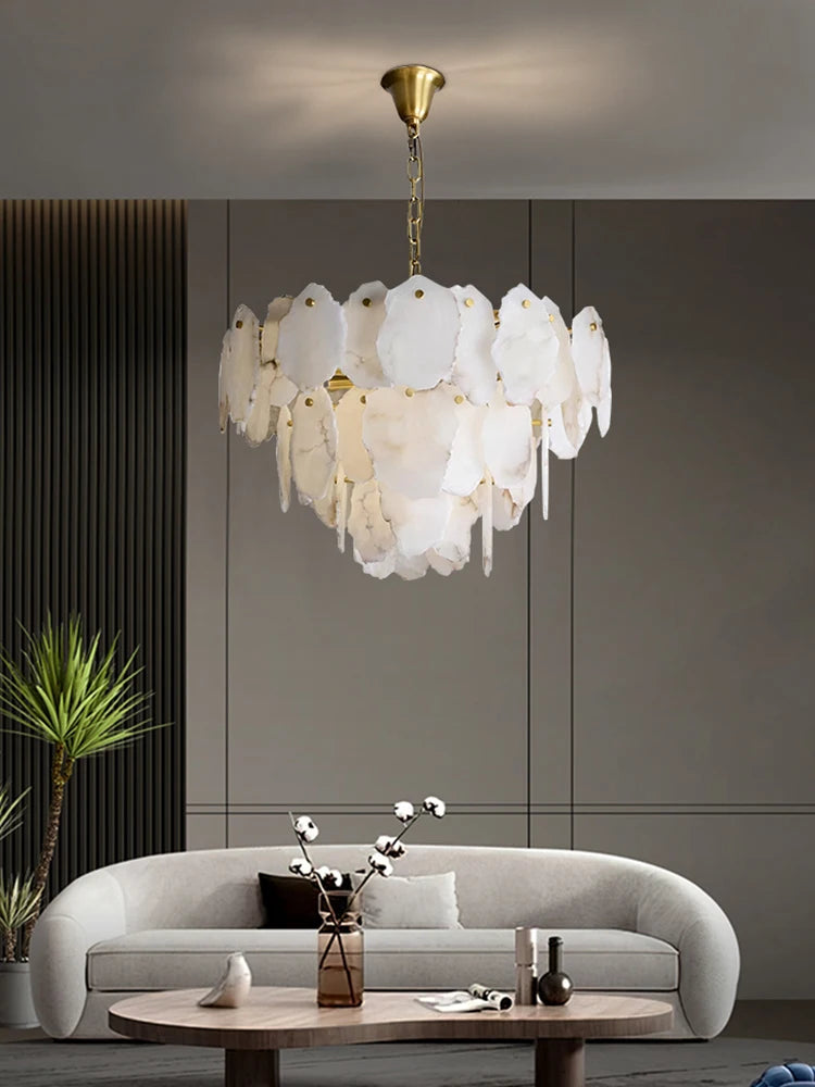 lustre en marbre naturel en cuivre pour décoration intérieure élégante - vue 3 sur 10