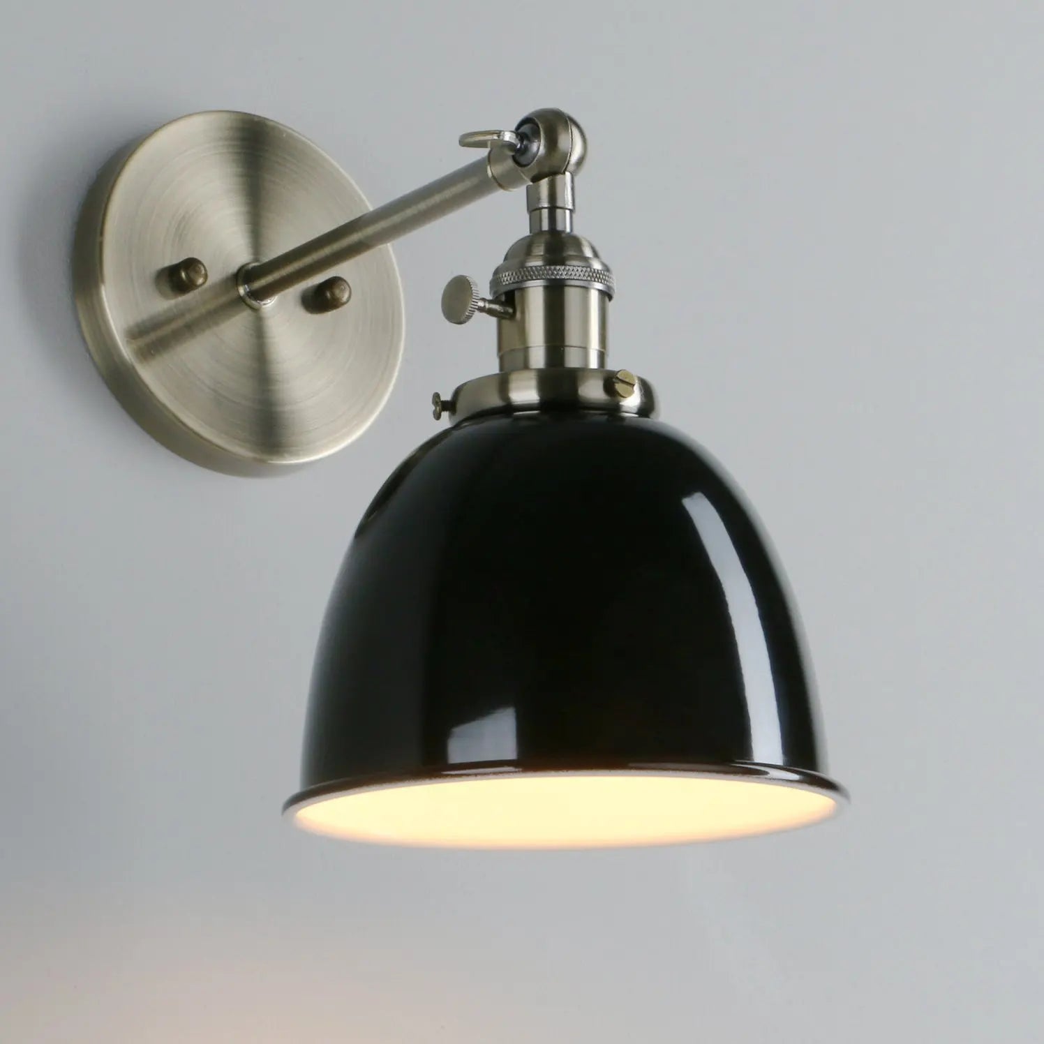 Iron wall lamp, Edison antique wall lamp, semi-circular corridor, staircase, living room, bedroom LED light, black and white - vue 7 sur 7
