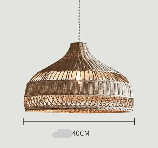lustre suspendu en rotin abat-jour pour éclairage suspendu - vue 16 sur 17