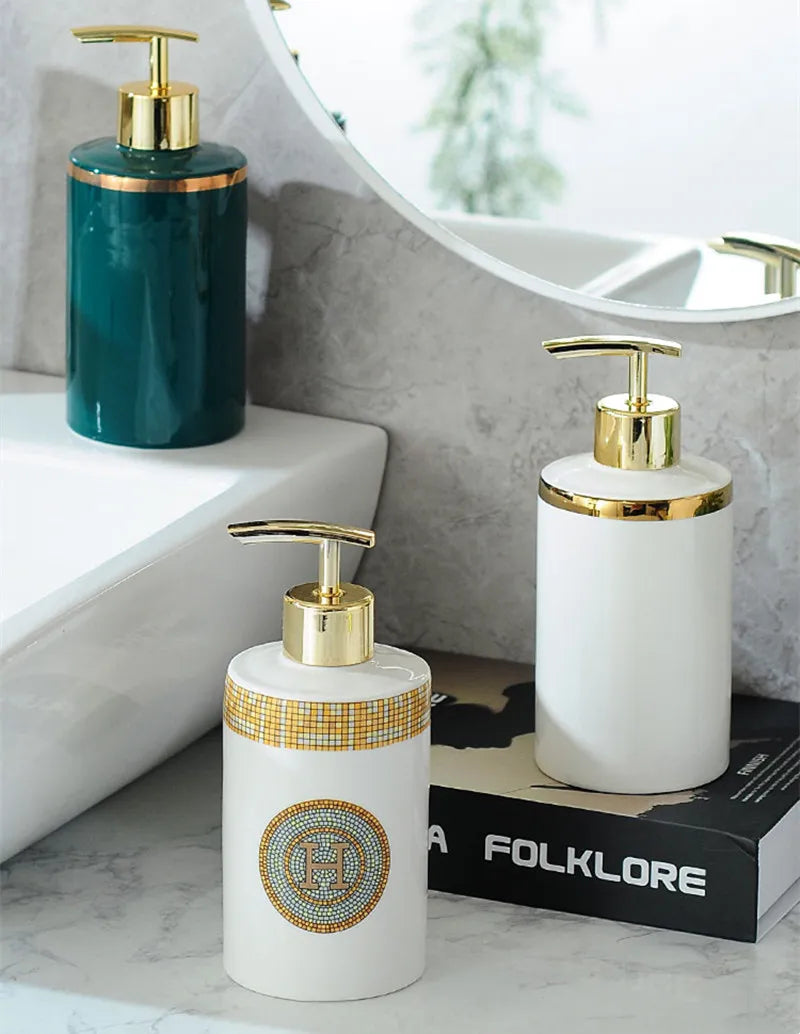 flacons à pompe en céramique vides pour cosmétiques et désinfectants - vue 1 sur 9