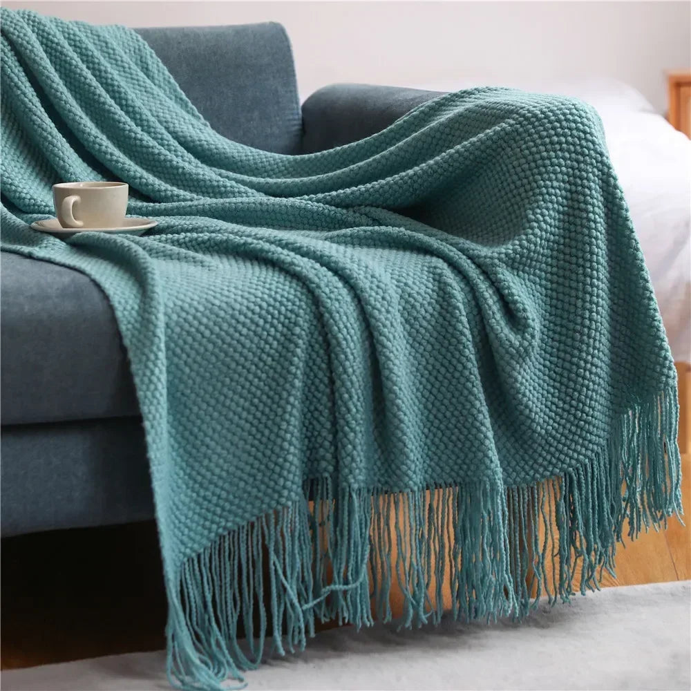 Plaid tricot motif ananas style moderne salon chambre