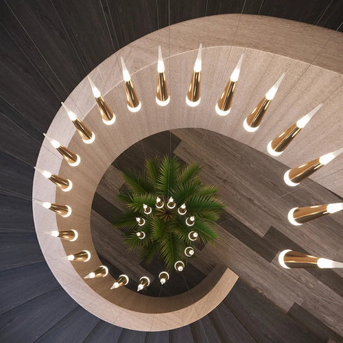 lustre led minimaliste moderne pour escalier duplex loft - vue 5 sur 17