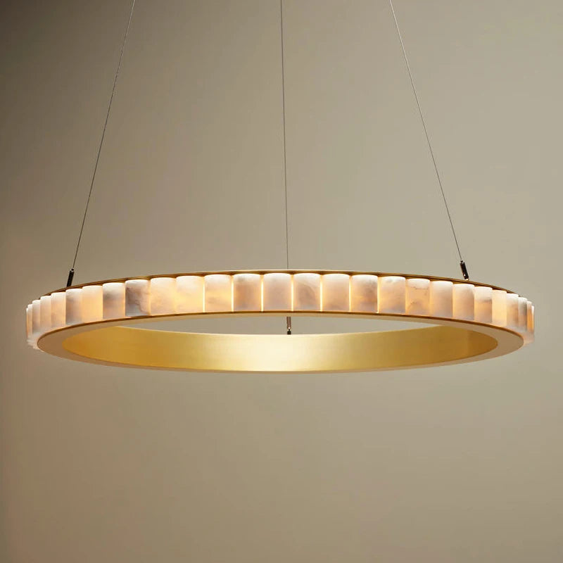 Lustre design anneaux LED postmoderne marbre or noir rond design pour salle à manger - vue 3 sur 16