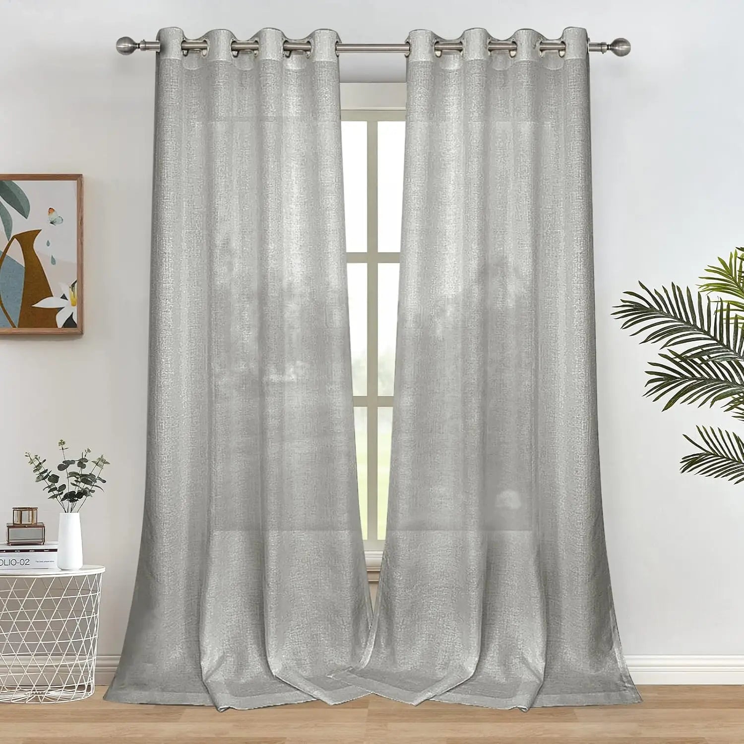 Voilage tulle imitation lin sur mesure style moderne - vue 2 sur 7