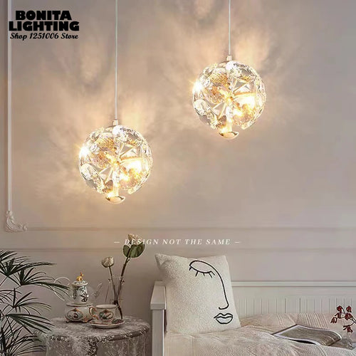 suspension moderne de luxe avec design en diamant lumineux - vue 6 sur 9