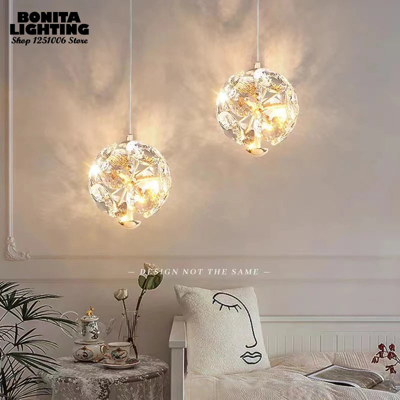 suspension moderne de luxe avec design en diamant lumineux - vue 5 sur 9