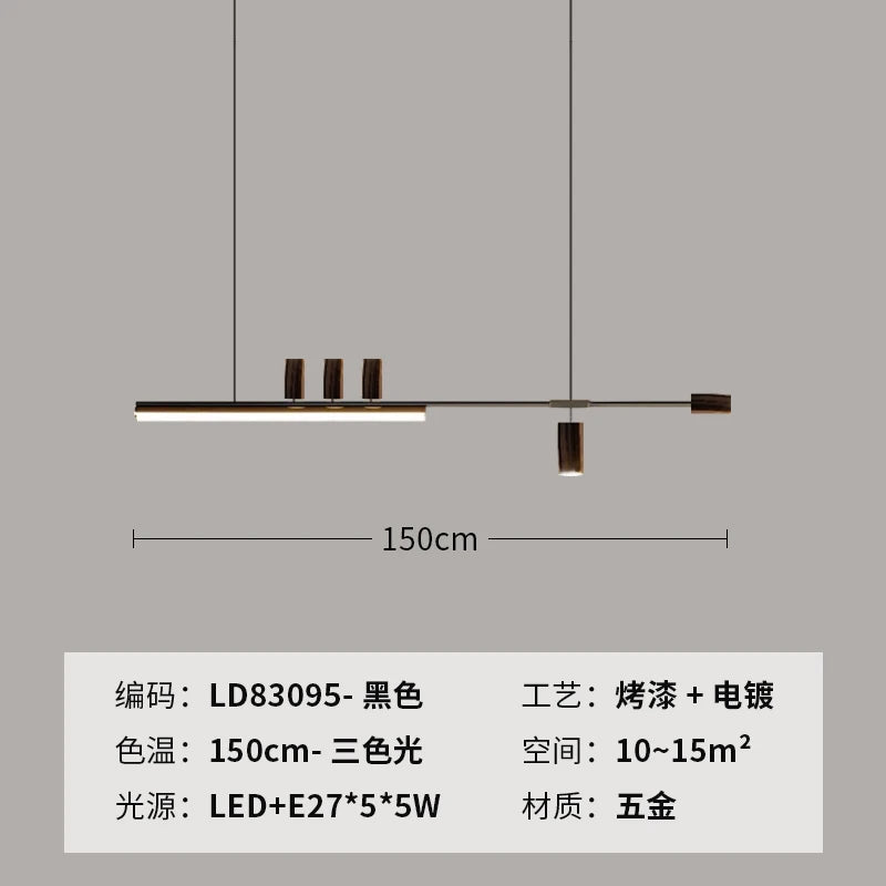 lustre minimaliste en métal pour éclairage moderne chic - vue 7 sur 11