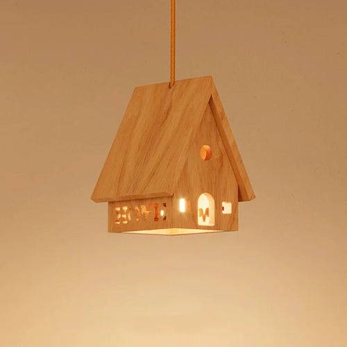 lustre en bois massif pour chambre d'enfant style minimaliste LED - vue 2 sur 6