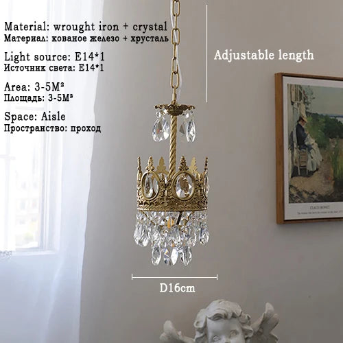 lustre rétro en cristal pour éclairage intérieur décoratif - vue 14 sur 14