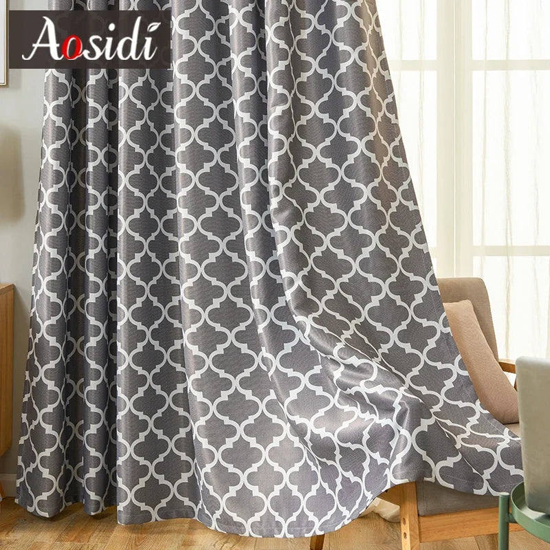 Rideau occultant moderne motifs infinis pour salon chambre - vue 2 sur 11
