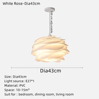 lustre design danois romantique acrylique pétale éclairage white rose