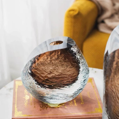 vase en verre épais pour décoration florale artisanale - vue 5 sur 8