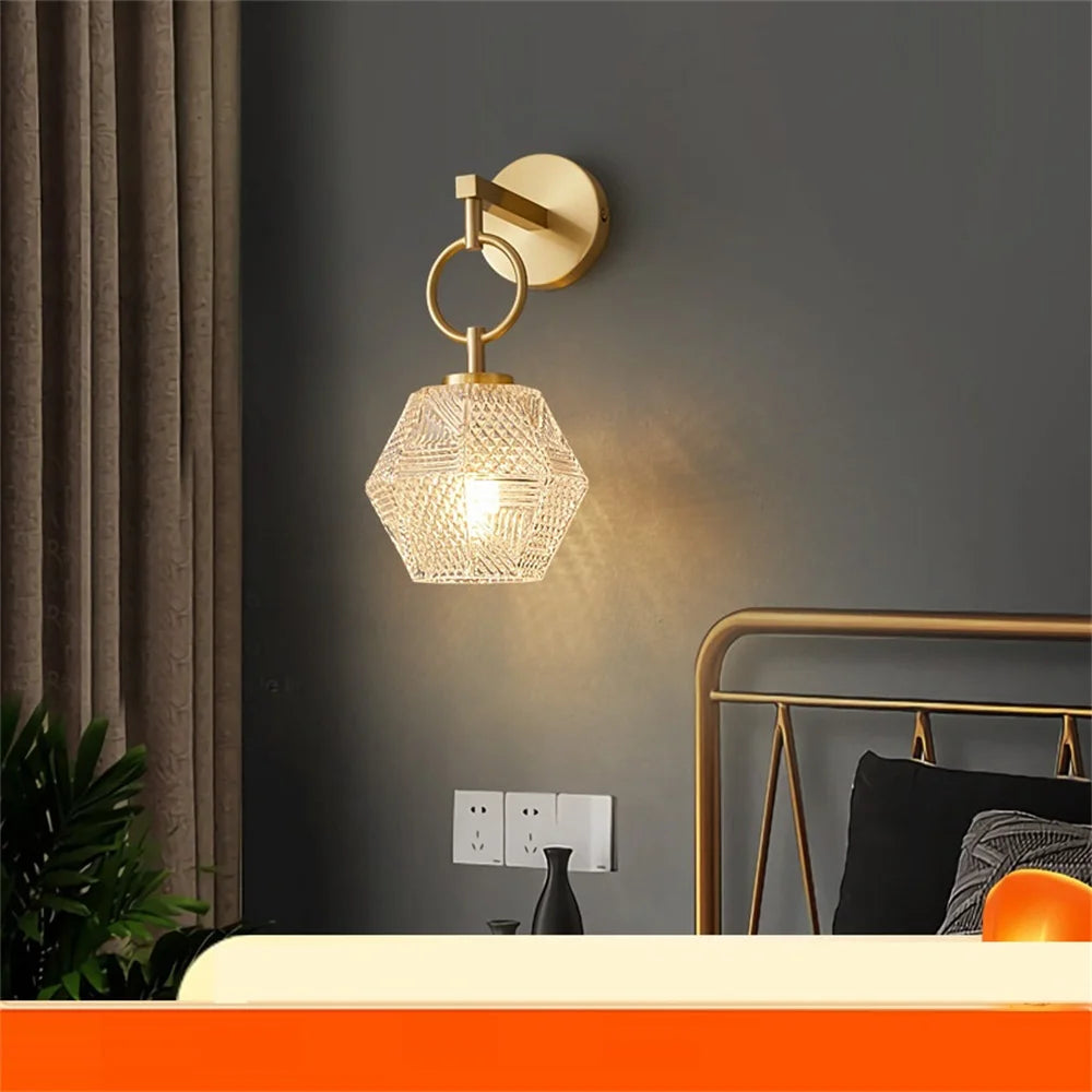 applique murale moderne en cuivre et verre à led décorative - vue 2 sur 12