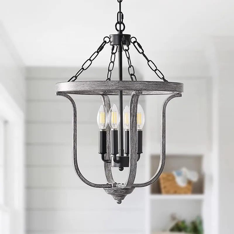 lustre en fer américain simple moderne éclairage de bougie rétro - vue 5 sur 6