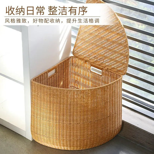 panier dangle tissé pour linge et rangement maison - vue 4 sur 14