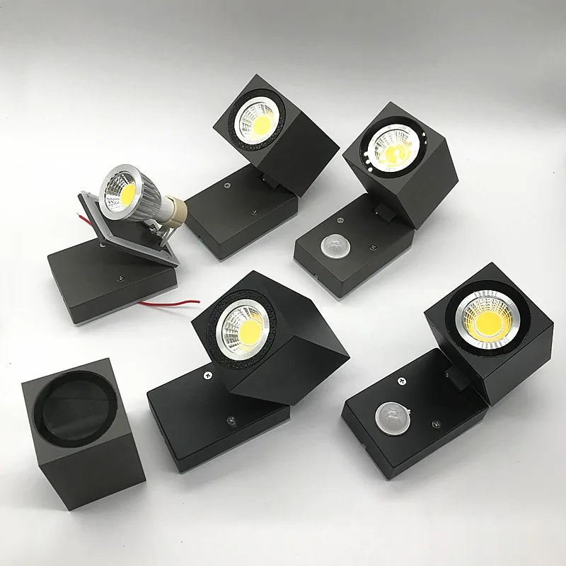 Applique murale LED pliante extérieure IP65 étanche jardin porche lumière GU10 COB cour extérieure applique murale luminaire 5W - vue 6 sur 9