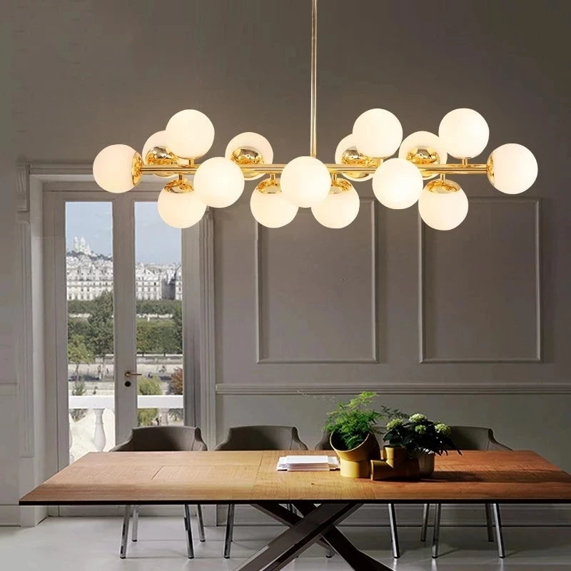 suspension lumineuse 25 têtes design romantique en verre - vue 3 sur 8