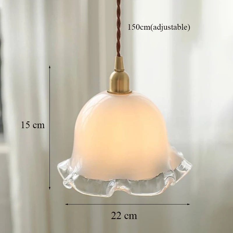 lustre vintage en forme de bourgeons de fleurs en verre nordique - vue 6 sur 7