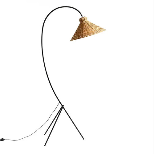 Nordic Tripod Floor Lamp with Rattan Shade Standing Light for Living Room Bedroom - vue 2 sur 7
