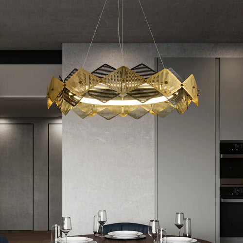 lustre post-moderne en acier inoxydable suspension led minimaliste italienne - vue 2 sur 13
