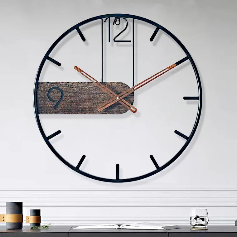 horloge suspendue en fer créative au design nordique - vue 2 sur 4