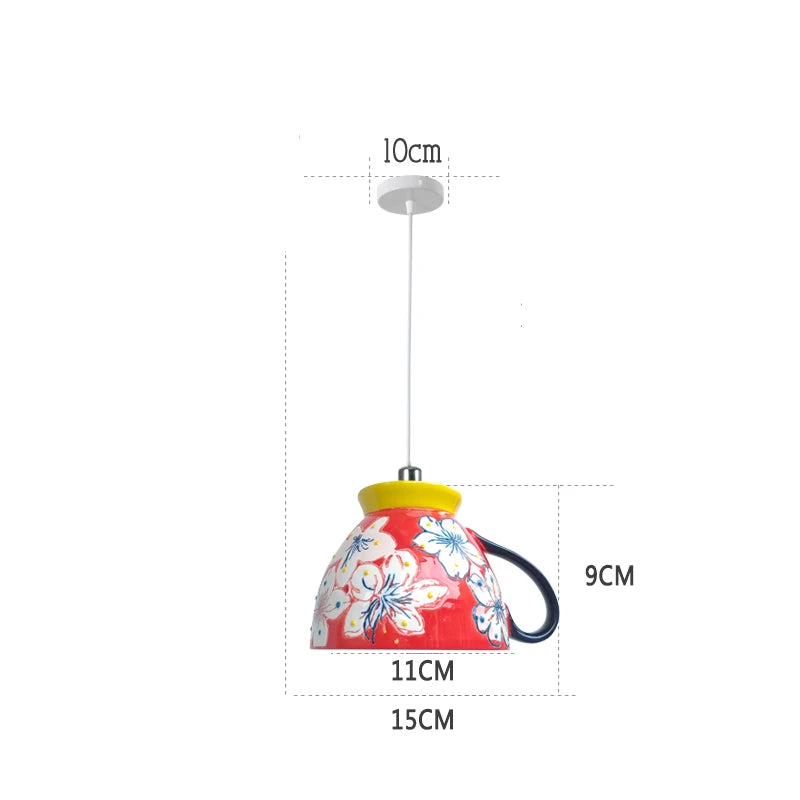 suspension en céramique design art thé éclairage led g4 - vue 20 sur 30