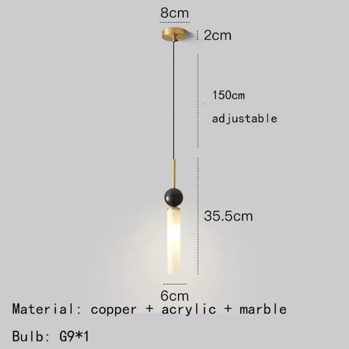 suspension en marbre et cuivre pour éclairage intérieur moderne - vue 15 sur 16