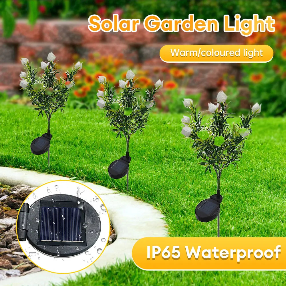 lampe solaire décorative pour jardin en forme de fleur lumineuse - vue 4 sur 8