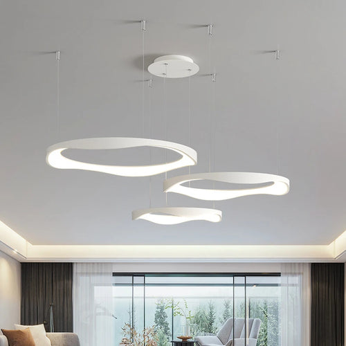 lustre circulaire à led design nordique moderne et créatif - vue 3 sur 20