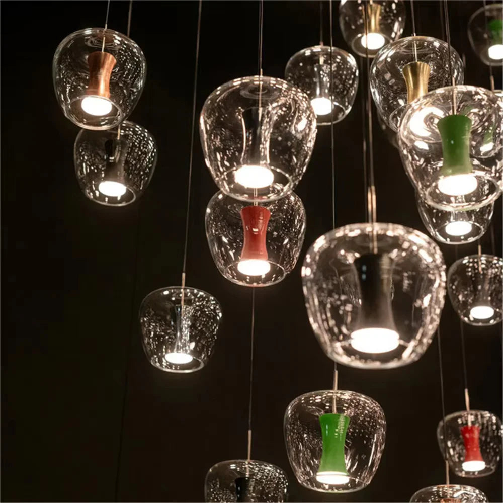 suspension led en verre transparent au design moderne pour décoration intérieure - vue 3 sur 10