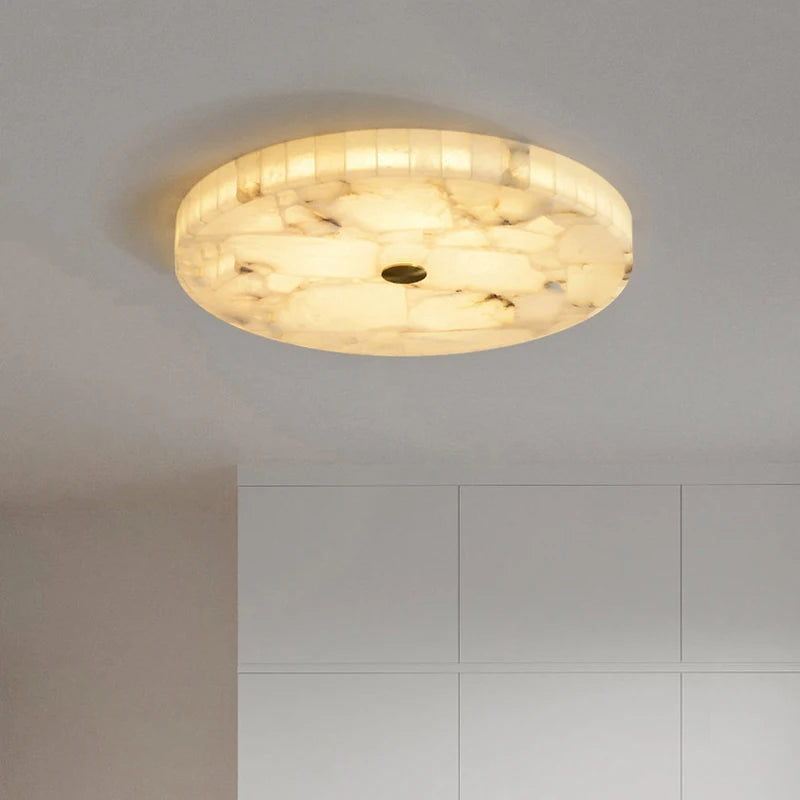 plafonnier led circulaire en marbre texture naturelle style européen - vue 3 sur 7