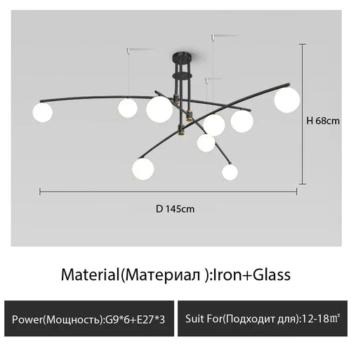 lustre moderne en verre style nordique pour décoration intérieure - vue 11 sur 12