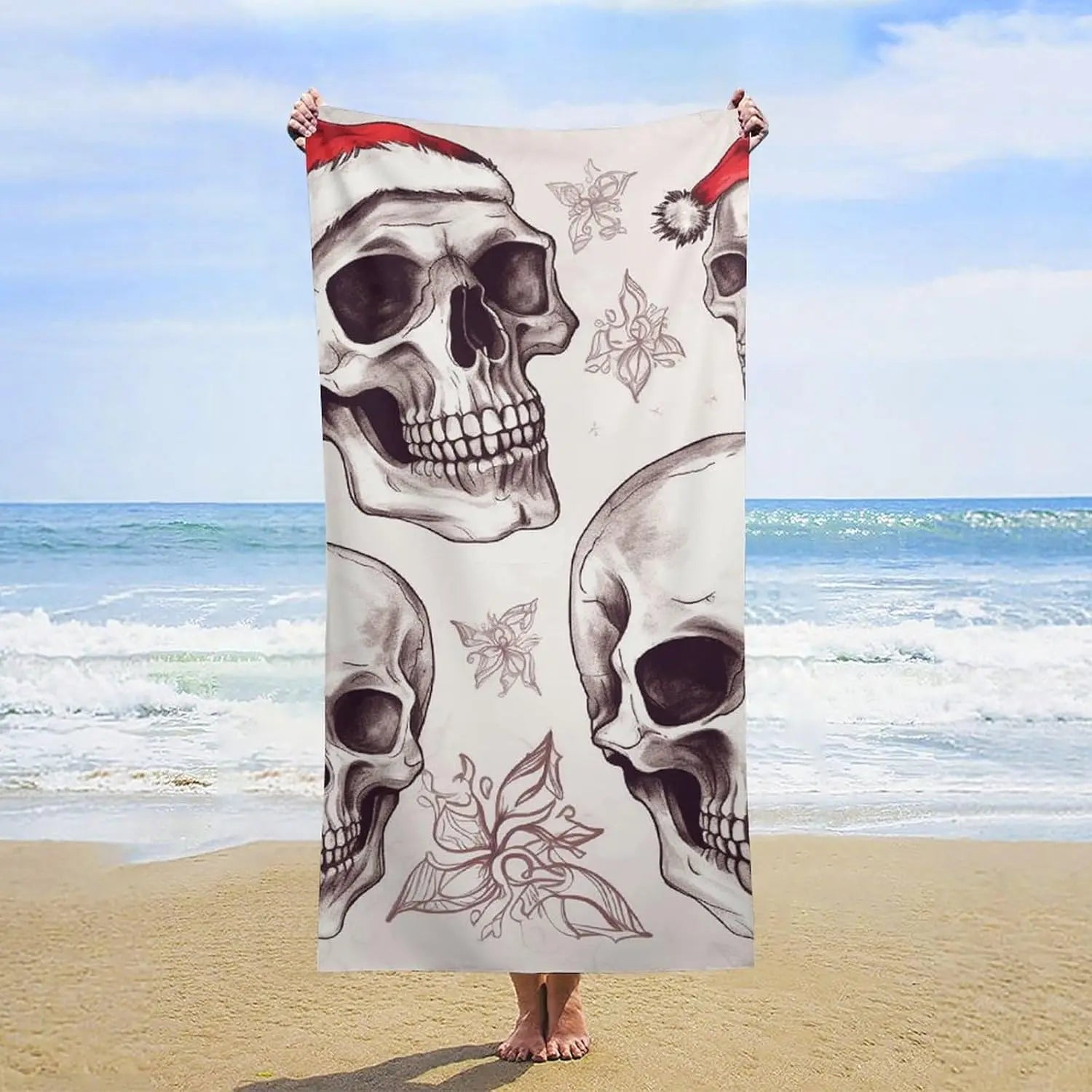 Serviette de plage motif carreaux légère anti sable