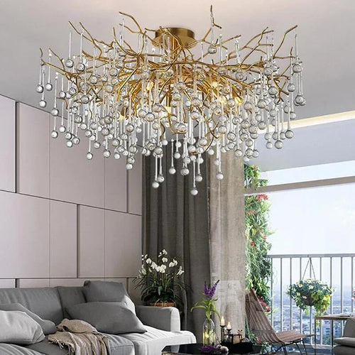 lustre nordique en cristal éclairage à led pour décoration intérieure - vue 3 sur 6