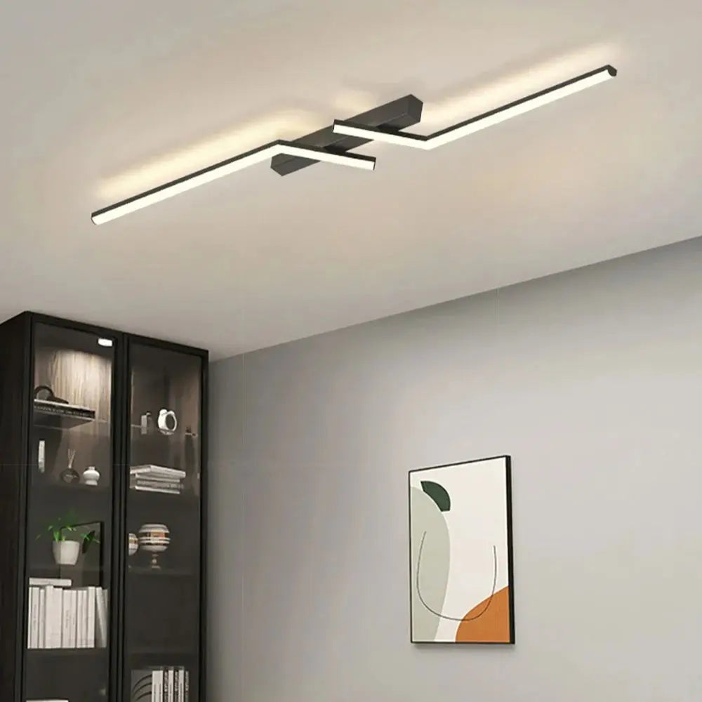 plafonnier led ligne moderne pour salon étude éclairage - vue 2 sur 12