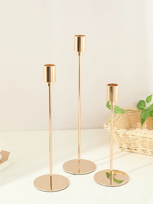 lot de 3 bougeoirs en métal décoration élégante pour mariage et fêtes - vue 19 sur 21
