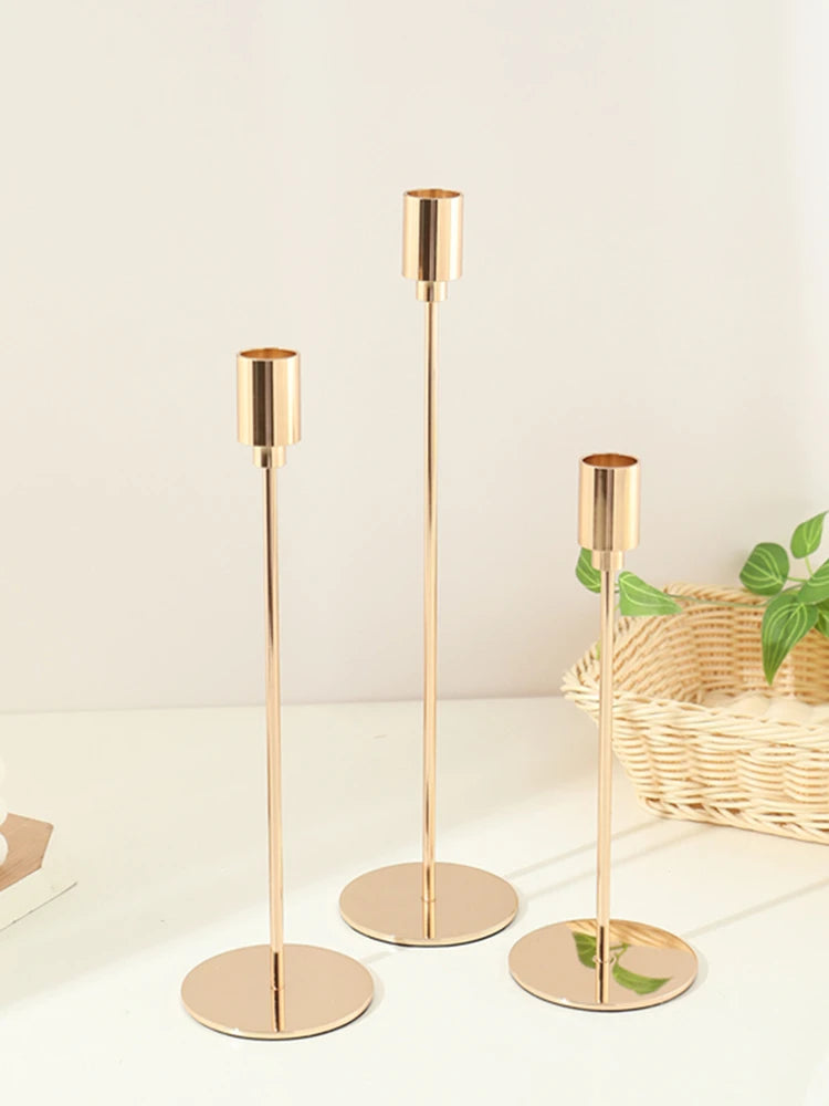 lot de 3 bougeoirs en métal décoration élégante pour mariage et fêtes - vue 18 sur 21