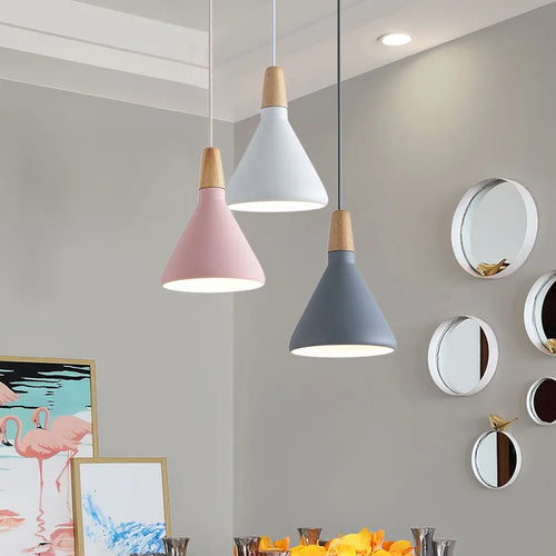 suspension moderne nordique en bois et aluminium pour décoration - vue 5 sur 6